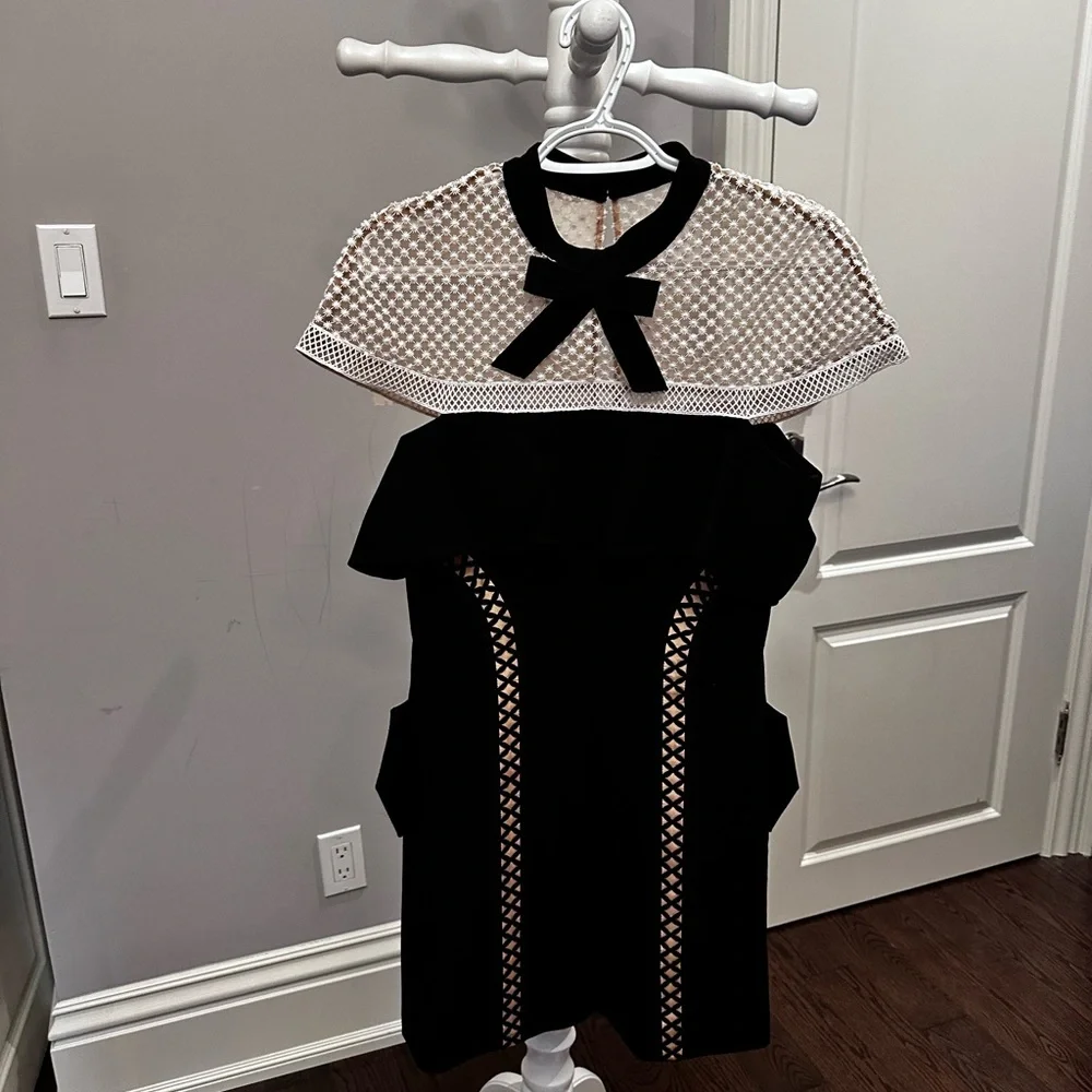 Self-Portrait Black and Cream Kids Dress - Picture 2 of 4
